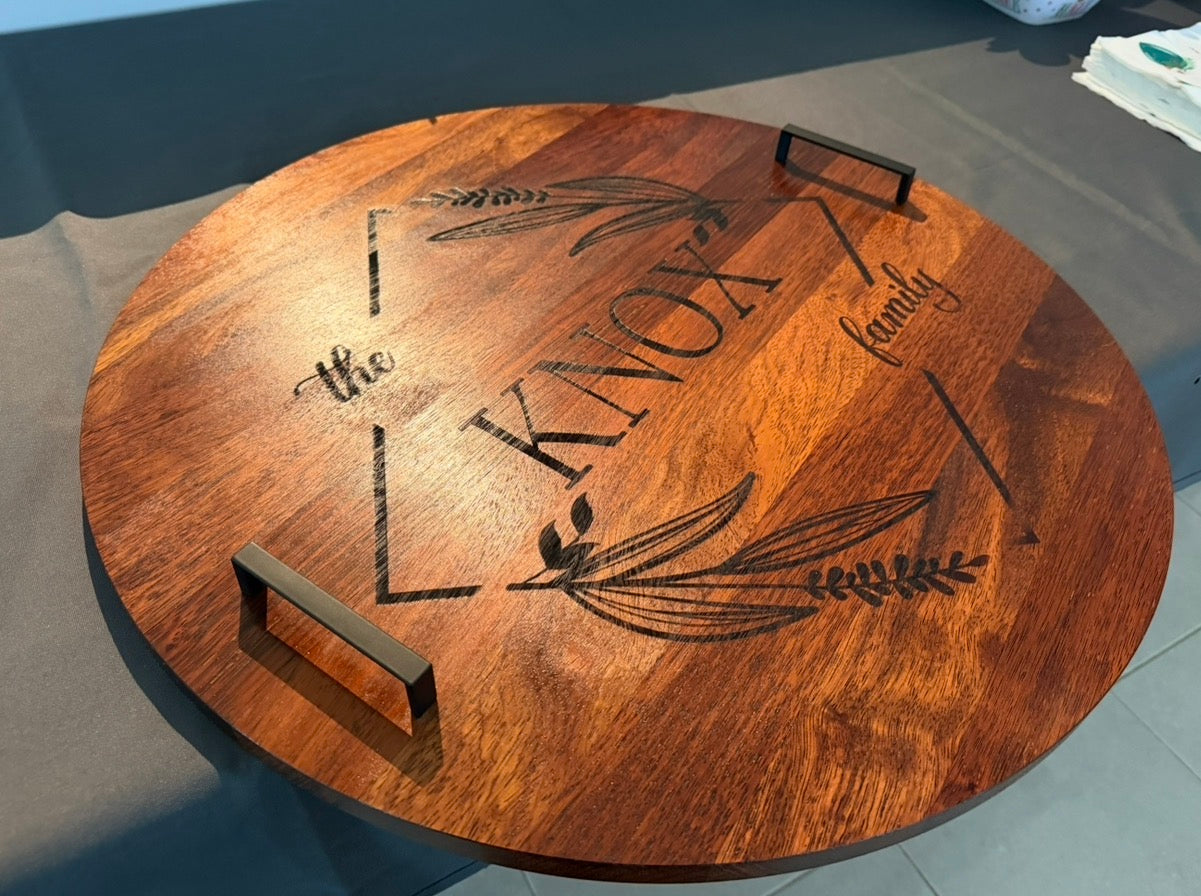 Custom handled serving tray